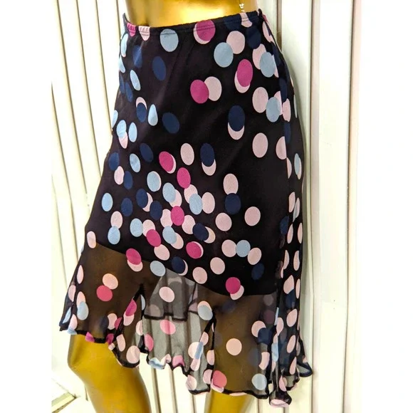 Tessuto Multicolor Pencil Skirt Midi 100% Silk Stretch Ruffle Hem Womens Size M - Picture 1 of 9